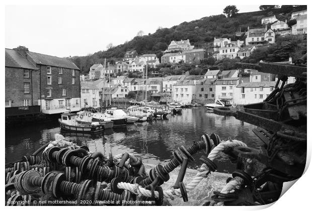 Early Morning In The Cornish Village Of Polperro Print by Neil Mottershead
