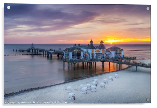 BALTIC SEA Sellin Pier during sunrise Acrylic by Melanie Viola