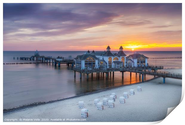 BALTIC SEA Sellin Pier during sunrise Print by Melanie Viola