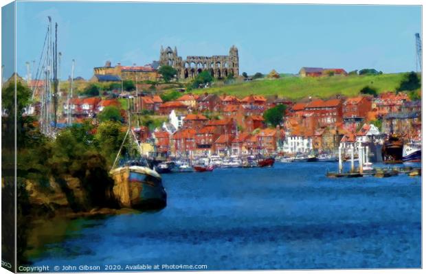  Whitby from the Esk  Canvas Print by John Gibson