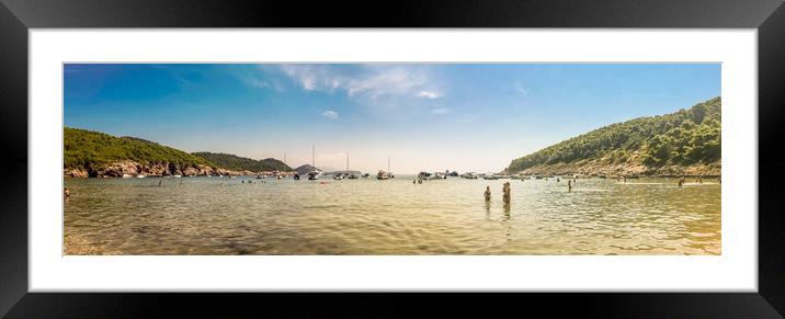 A panorama of Sunj Beach Lopud Framed Mounted Print by Naylor's Photography