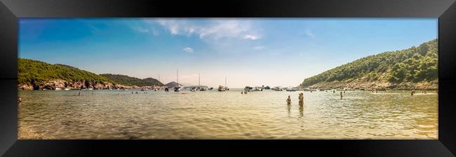 A panorama of Sunj Beach Lopud Framed Print by Naylor's Photography
