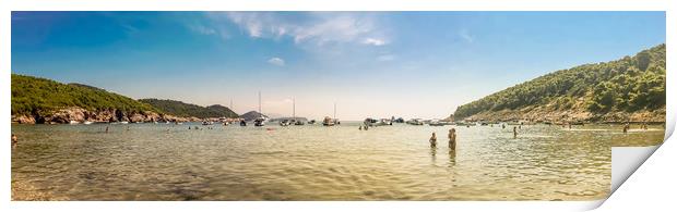 A panorama of Sunj Beach Lopud Print by Naylor's Photography