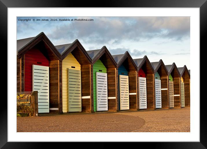 Bonny Blyth Beach Huts Framed Mounted Print by Jim Jones