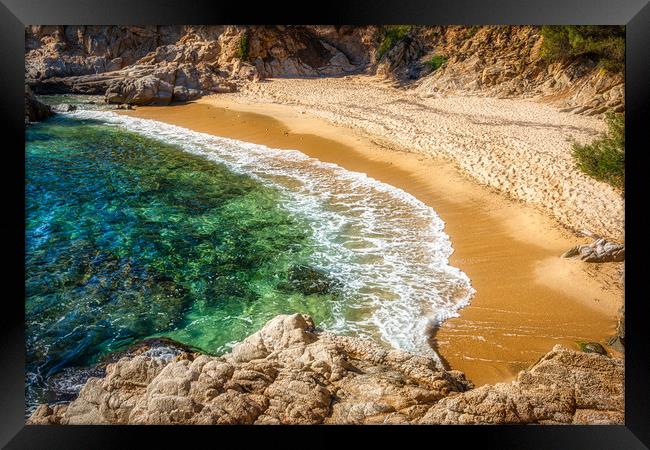 Nice bay in Spanish Costa Brava, turquoise water b Framed Print by Arpad Radoczy