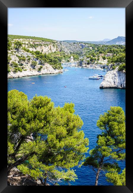 Creek and port of Port-Miou, Cassis, South of Fran Framed Print by David GABIS