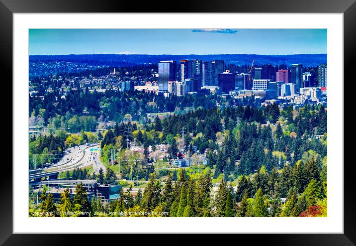 Houses City Center Bellevue Washington Framed Mounted Print by William Perry