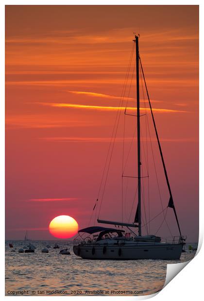 Sunset ovet the Adriatic Sea Print by Ian Middleton