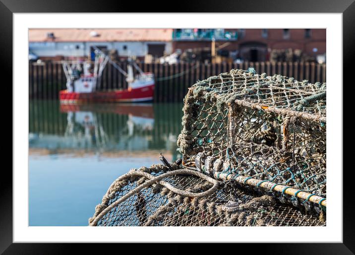 Crab pots in the quayside in Scarborough Framed Mounted Print by Jason Wells