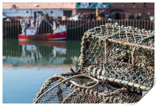 Crab pots in the quayside in Scarborough Print by Jason Wells