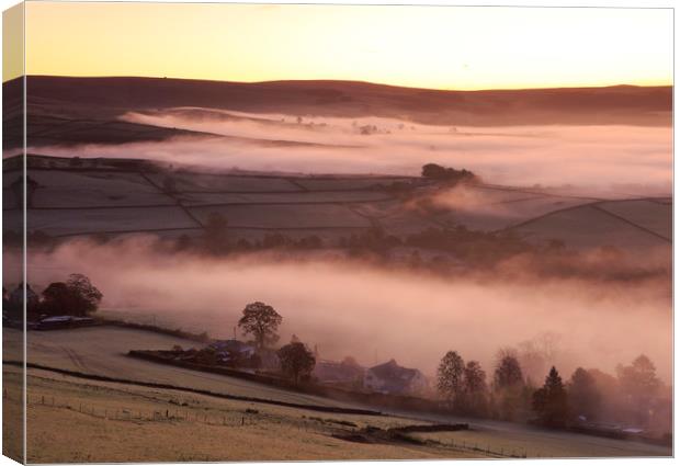 Early morning mist below Chinley Churn ,Derbyshire Canvas Print by MIKE HUTTON