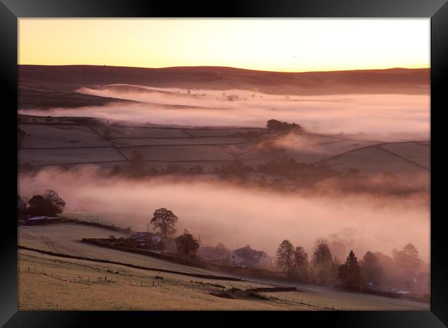 Early morning mist below Chinley Churn ,Derbyshire Framed Print by MIKE HUTTON