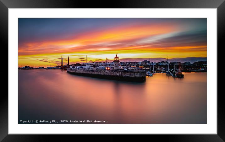 Harbour Sunset Framed Mounted Print by Anthony Rigg