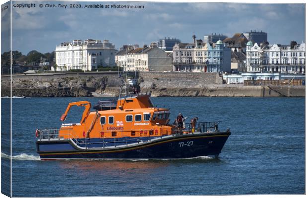 RNLB Volunteer Spirit entering Cattewater Canvas Print by Chris Day