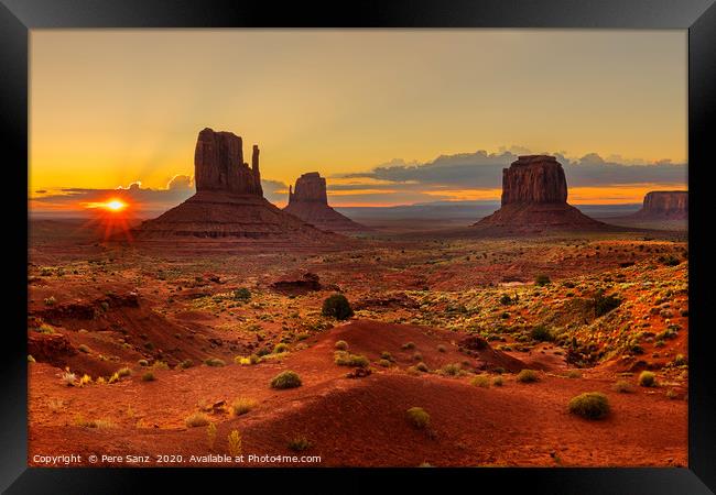 Sunrise over Monument Valley Panorama  Framed Print by Pere Sanz
