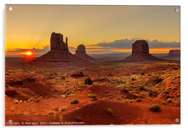 Sunrise over Monument Valley Panorama  Acrylic by Pere Sanz