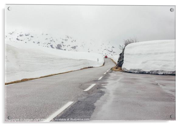 snowy road with ice Acrylic by Joaquin Corbalan