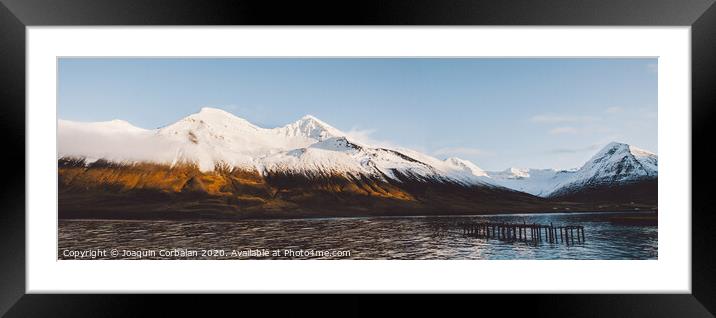 Beautiful scene of a landscape with high snowy mou Framed Mounted Print by Joaquin Corbalan