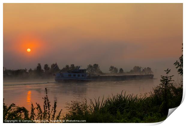 sunrise over the river maas in Holland Print by Chris Willemsen
