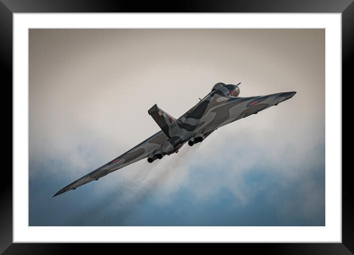 Vulcan Bomber Skyward Framed Mounted Print by J Biggadike