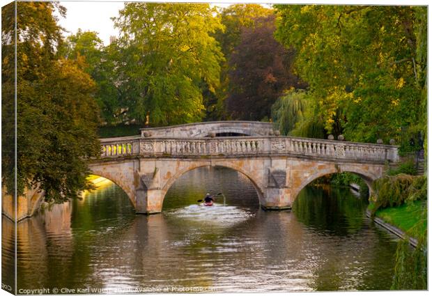 Canoe on the river Cam, Cambridge Canvas Print by Clive Karl Wuest
