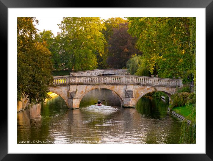 Canoe on the river Cam, Cambridge Framed Mounted Print by Clive Karl Wuest