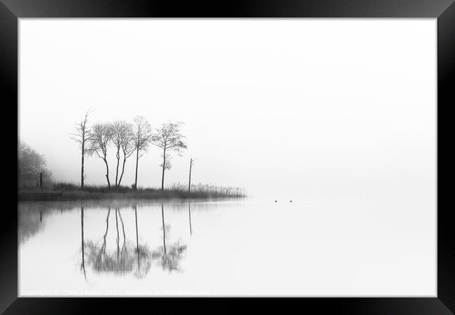 Loch Ard trees Framed Print by Chris Lauder