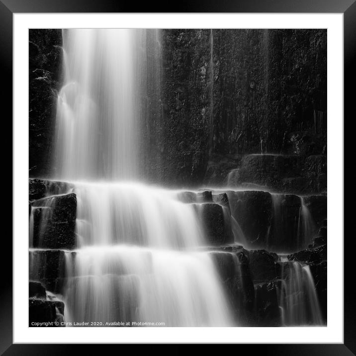 Waterfall details Framed Mounted Print by Chris Lauder
