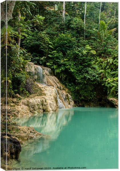 Mudal waterfall with turquoise water Canvas Print by Hanif Setiawan