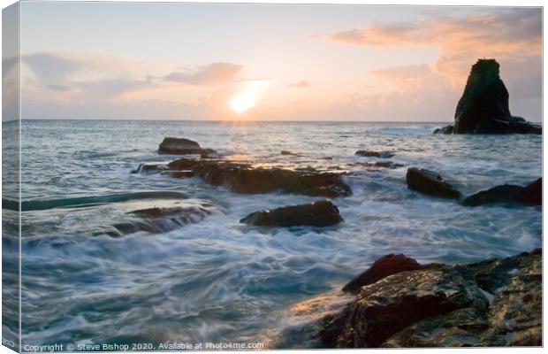 Bumble rock sunrise - Lizard coast Cornwall Canvas Print by Steve Bishop