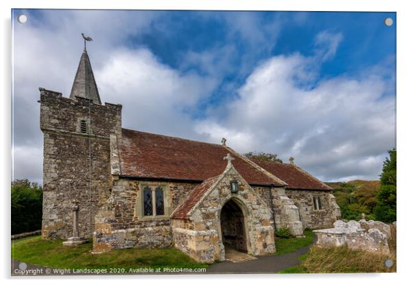 St Peters and St Pauls Church Mottistone Acrylic by Wight Landscapes