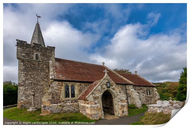 St Peters and St Pauls Church Mottistone Print by Wight Landscapes