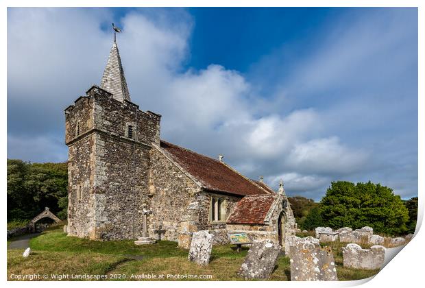 St Peters and St Pauls Church Mottistone  Print by Wight Landscapes