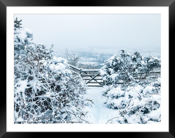 White winter in South Shropshire Framed Mounted Print by Simon Marlow