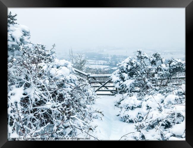 White winter in South Shropshire Framed Print by Simon Marlow