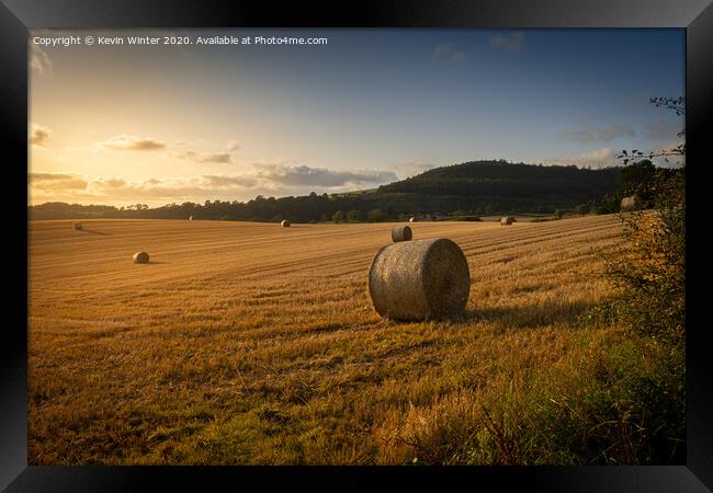 Sunset haybales Framed Print by Kevin Winter