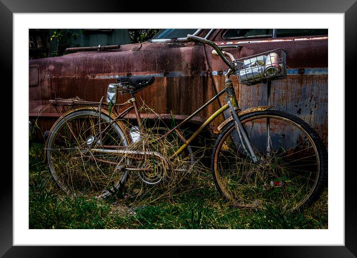 Old Bike with Coke Cans Framed Mounted Print by Darryl Brooks