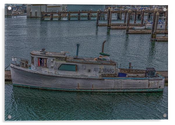 Old Fishing Boat Tied to Pier Acrylic by Darryl Brooks
