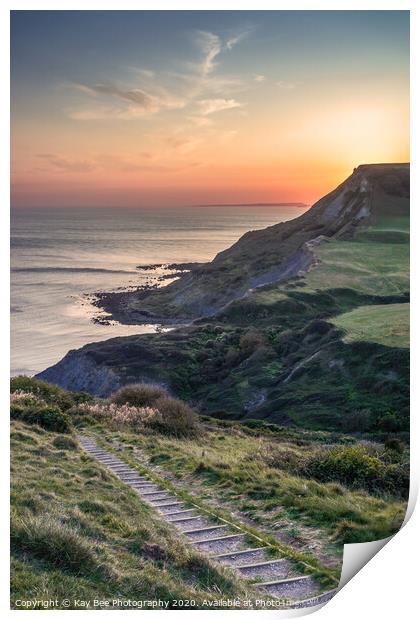 Sunset over Chapman's Pool in Dorset Print by KB Photo