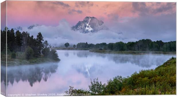 Sunrise Reflections at Oxbow Bend Canvas Print by Stephen Stookey