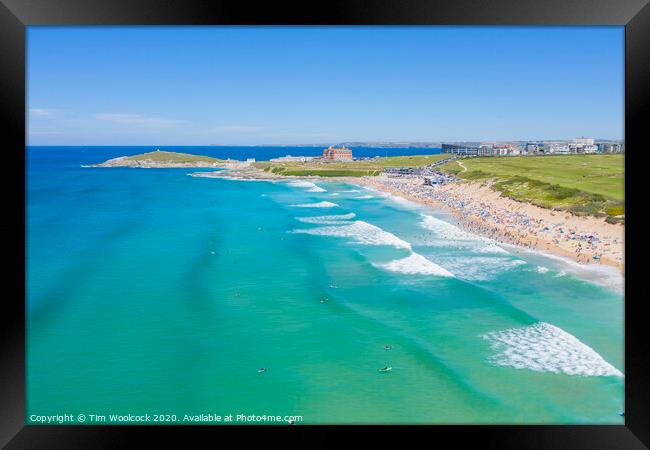 Aerial photograph of Fistral Beach, Newquay, Cornwall, England Framed Print by Tim Woolcock