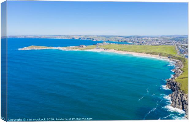 Aerial photograph of Fistral Beach, Newquay, Cornwall, England Canvas Print by Tim Woolcock