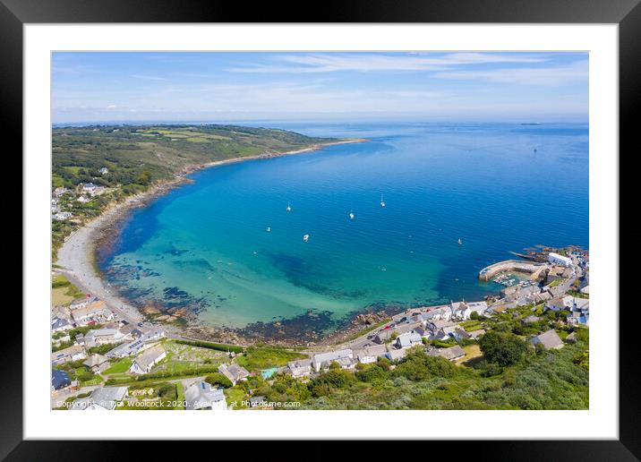 Aerial photograph of Coverack, Lizard, Helston, Cornwall, England  Framed Mounted Print by Tim Woolcock