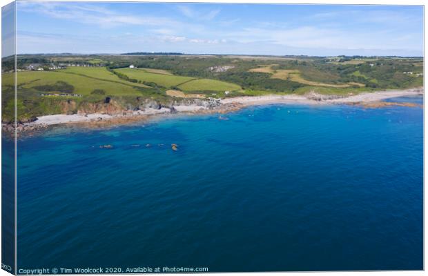 Aerial photograph of Kennack Sands, nr Lizard, Cornwall, England Canvas Print by Tim Woolcock