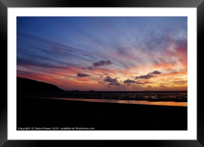  Sand Bay Sunset, Weston Super mare Somerset Framed Mounted Print by Diana Mower