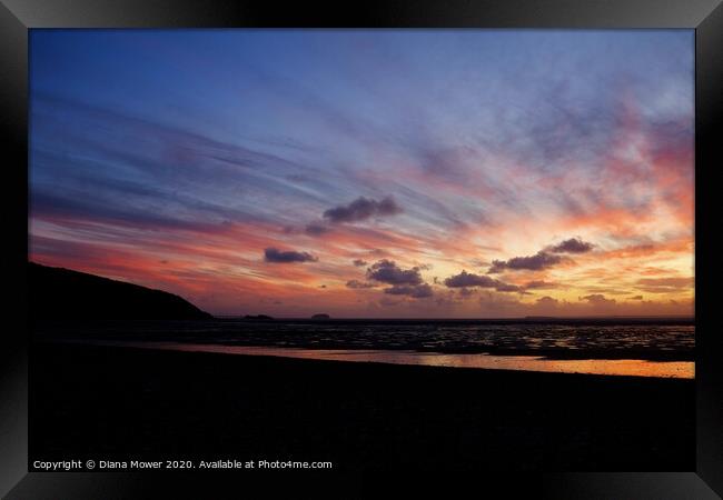  Sand Bay Sunset, Weston Super mare Somerset Framed Print by Diana Mower
