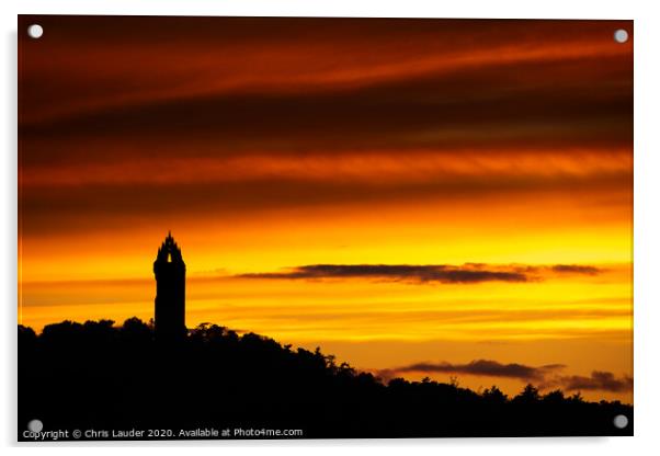 Majestic Sunset at Wallace Monument Acrylic by Chris Lauder
