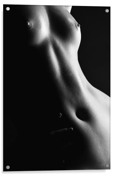 Nude torso of woman breast Acrylic by Alessandro Della Torre