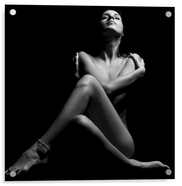 Nude woman bodyscape embrace Acrylic by Alessandro Della Torre