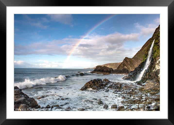 Gwalia Falls - Tresaith Beach - Aberporth - Wales Framed Mounted Print by Joy Newbould